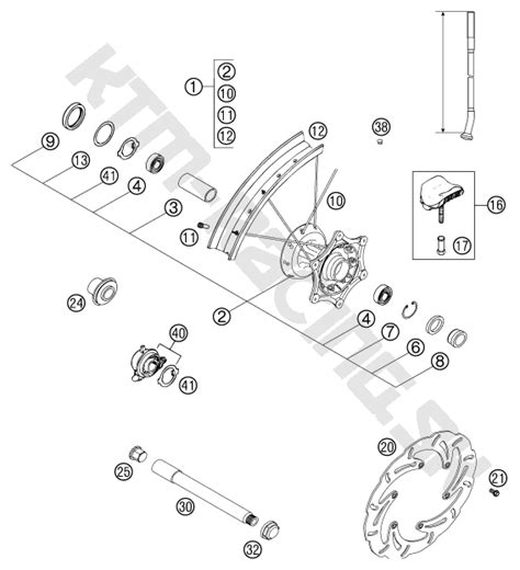 KTM Racing Schéma FRONT WHEEL pre model KTM Enduro 250 EXC 2002 US