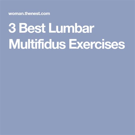 3 Best Lumbar Multifidus Exercises | Exercise, Lumbar, Back muscles