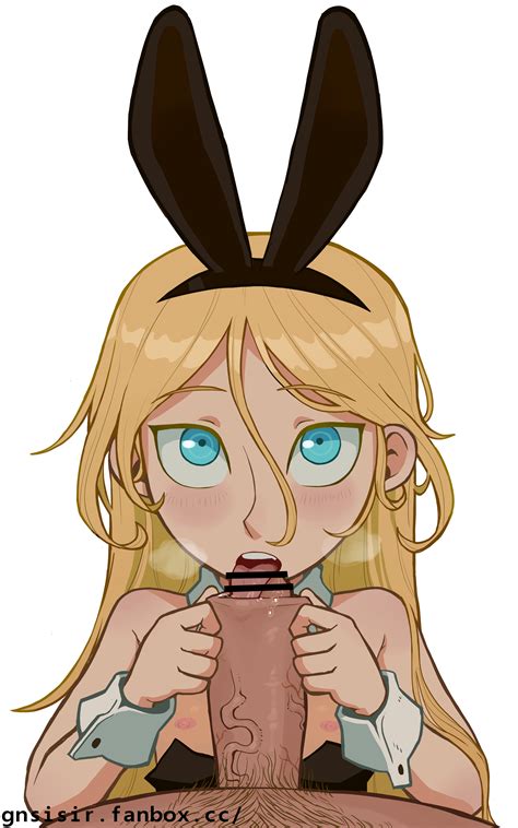 Rule 34 1girls Bare Shoulders Blonde Hair Blue Eyes Blush Bunny Ears Bunnysuit Censor Bar