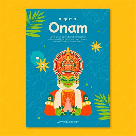 Premium Vector Flat Vertical Poster Template For Onam Festival