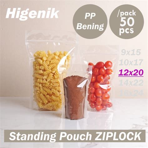 Jual Plastik Standing Pouch X Bening Dengan Ziplock Isi Pcs