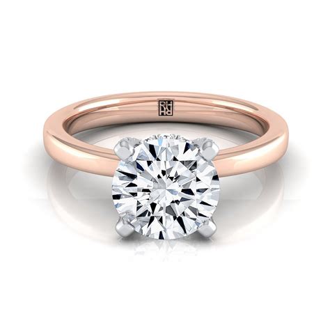 Diamond Ring With Pave Basket Setting In 14k Rose Gold Classic