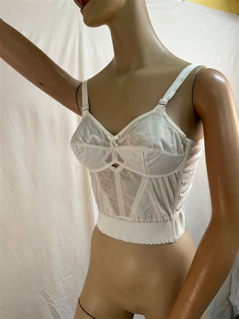 Vintage Bali Longline White Sheer Lace Bra Size 36c Gem