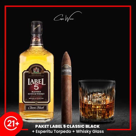 Paket Label 5 Classic Black Cigar Esperitu Torpedo Whisky Glass