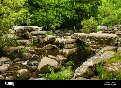 Clapper Bridge at Dartmeet, Devon, England Stock Photo - Alamy