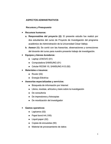 Modelo Aspectos Administrativos ASPECTOS ADMINISTRATIVOS Recursos Y