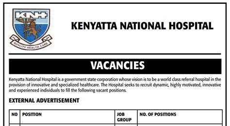 49 Posts at Kenyatta National Hospital Jobs January 2025