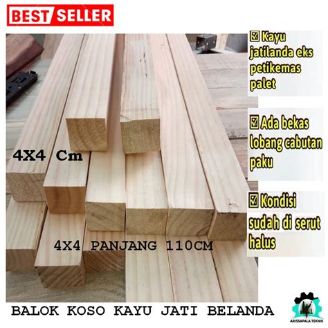 Jual Balok Kaso Kayu Jati Belanda Jati Londo 4x4 Panjang 110 Cm Sudah