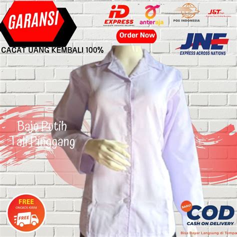 Jual Baju Seragam Sekolah Putih Lengan Panjang Tali Pinggang Tali