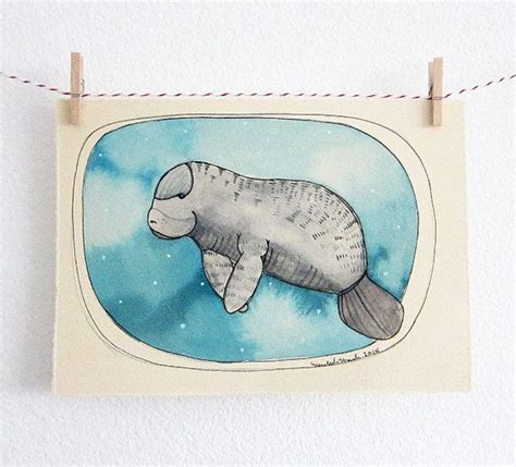 Painting Manatee Painting Manatee Art Original Manatee Etsy Manatee