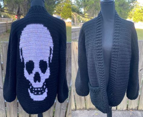 Crochet Skull Cardigan Pattern Crochet Sweater Pattern Too Etsy