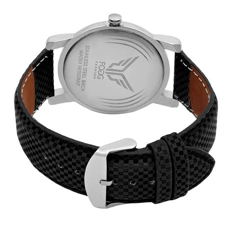 Buy Fogg Round Dial Black Leather Strap Quartz Watch For Men Online