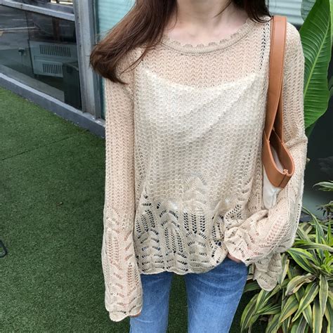 Rugod New Autumn Knitted Sweaters Long Sleeve Hollow Out Thin Female Pullovers 2017 Sexy O Neck