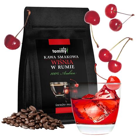 Kawa smakowa ziarnista Wiśnia w Rumie 250g 100 Arabica Świeżo palona