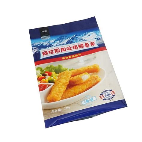 Customized Frozen Food Plastic Stand Up Pouch Cod Strip Fried Meet Food