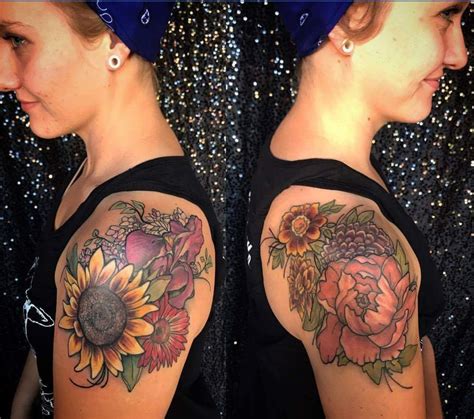 Flower Shoulder Cap Tattoo