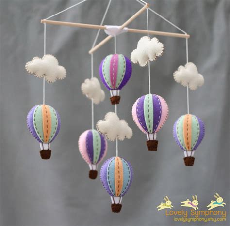 Mineral Stone Hot Air Balloon Baby Mobile Baby Mobile Pink Etsy