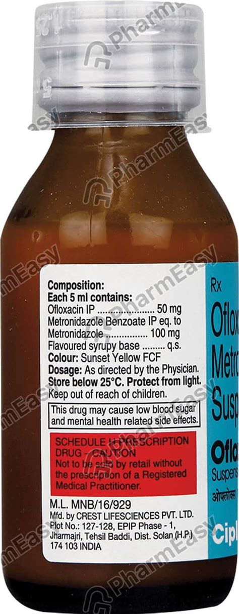 Oflox Oz Suspension Ml Uses Side Effects Price Dosage Pharmeasy