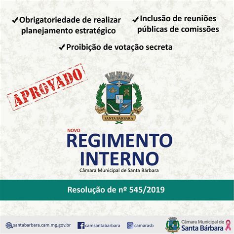 Câmara Municipal de Santa Bárbara Novo Regimento Interno é aprovado