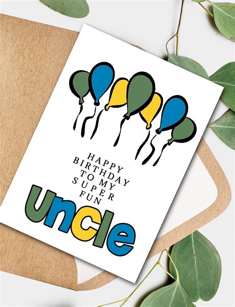 UNCLE Birthday Card, DIY Coloring Card Activity, Children's Homeschool ...