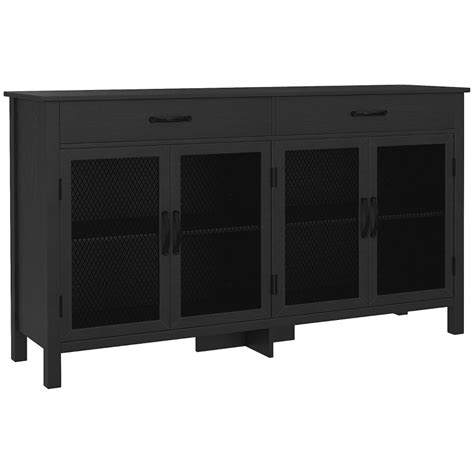 Homcom Buffet Bas Meuble De Rangement Portes Avec Tag Res R Glables