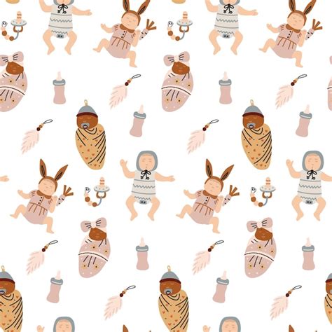 Premium Vector Seamless Minimalist Pattern Newborn Babies