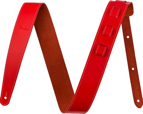 Genuine Fender 2 Essentials Leather Guitar Strap Red Reverb