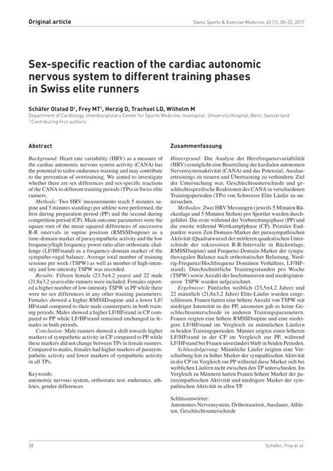 Pdf Sex Specific Reaction Of The Cardiac Autonomic Nervous System To