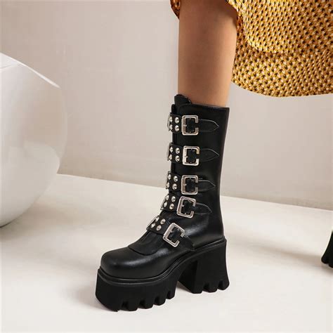 Black Platform Heels Boots