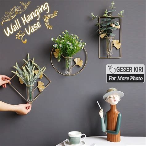 Jual Golden Wall Hanging Flower Pot Vas Vase Bunga Gantung Hiasan