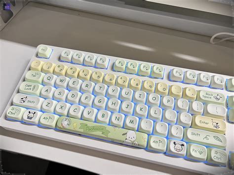 Cute Green Pochacco Sanrio Pbt Moa Keycaps Set For Mechanical Keyboard