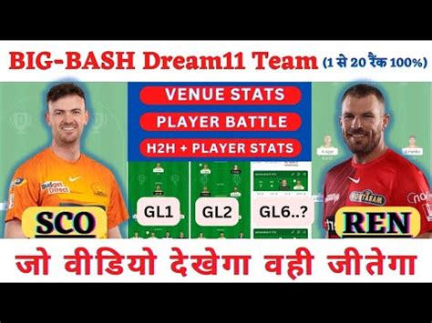 Sco Vs Ren Dream Prediction Perth Scorchers Vs Melbourne Renegades