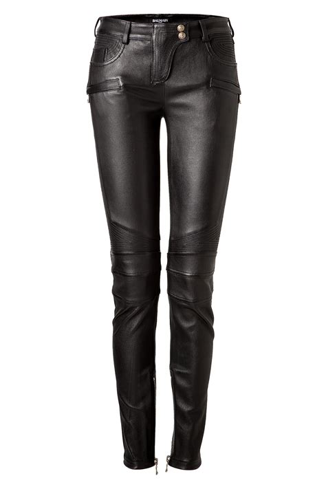 Lyst Balmain Leather Biker Pants Black In Black