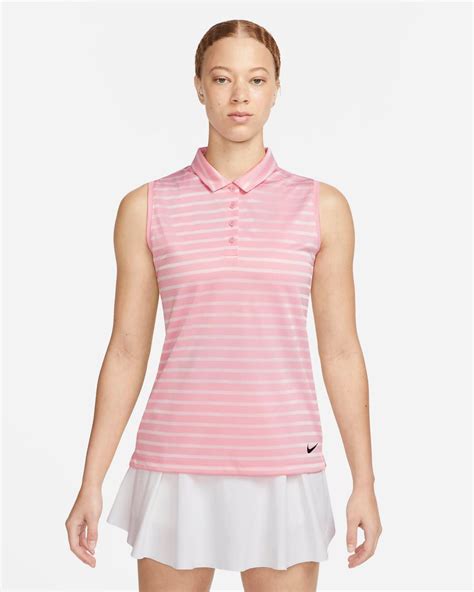 Nike Dri Fit Victory Womens Striped Sleeveless Golf Polo Golf