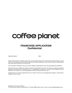 Fillable Online Coffee Planet Franchise Application Form Fax Email