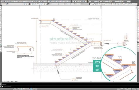 Slabless Stairs Cross Section Reinforcement Details