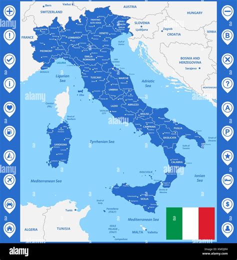 La Carte D Taill E De L Italie Avec Les R Gions Ou Tats Et Villes