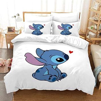 WFKLLL Disney Lilo Stitch Housse De Couette 3 Pièces Parure De Lit