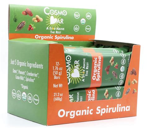 Cosmo Bar Cosmo Bar 100 Organic Spirulina Energy Bars 12 Count Protein