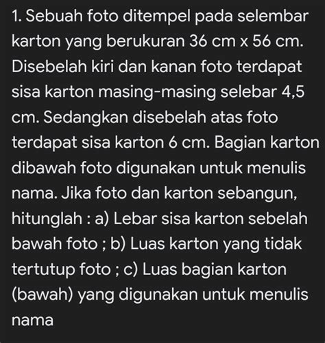 Solved 1 Sebuah Foto Ditempel Pada Selembar Karton Yang Berukuran