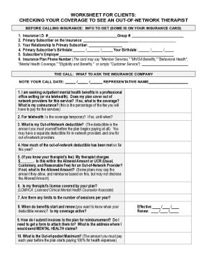 Fillable Online Insurance Reimbursement Worksheet If You Intend To Seek