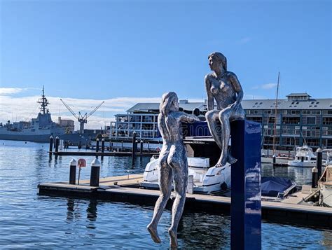 Statue Of Naked Women Next To Boat Dock In Sydney Editorial Stock Image