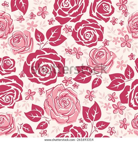 Seamless Vintage Inspired Pink Rose Pattern Stock Vector Royalty Free