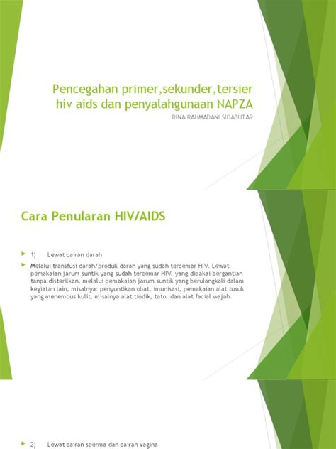 Pencegahan Primer Sekunder Tersier Hiv Aids Dan Penyalahgunaan Napza