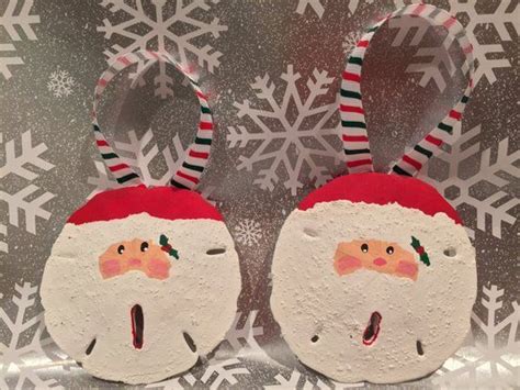 Adorable Hand Painted Santa Face Sand Dollar Ornament Etsy Sand