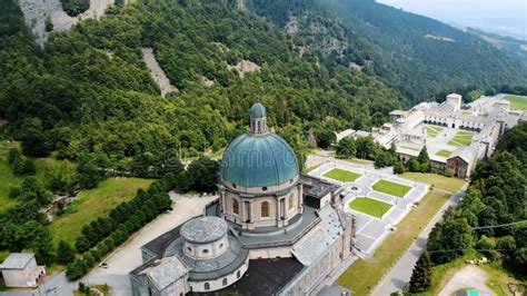 oropa biella italy july   aero view  beautiful shrine
