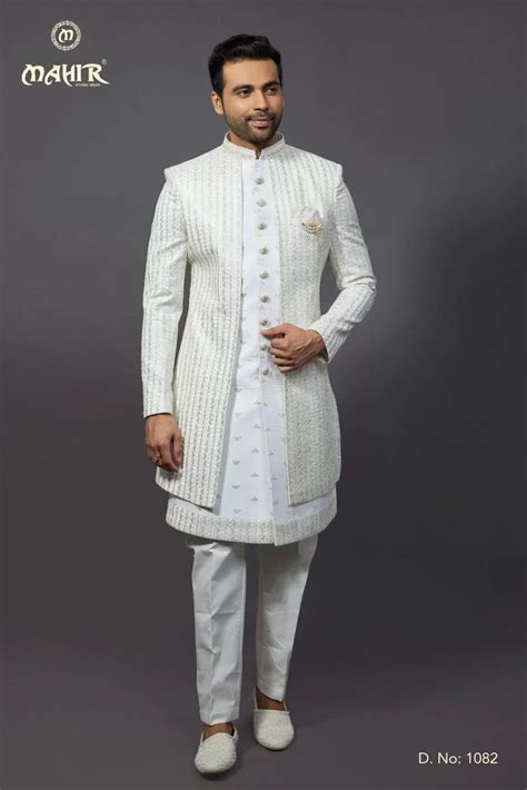 Mahir Men White Cotton Indo Western Jacket Set At Rs Set Men