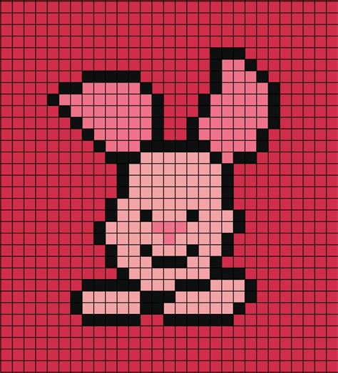 A Pixel Art Template Of The Cartoon Character Piglet From Disneys