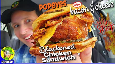 Popeyes® Spicy Blackened Bacon And Cheese Chicken Sandwich Review ⚜️🔥🥓🧀🍗🥪 Peep This Out 🕵️‍♂️