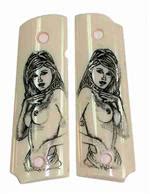 Colt 1911 Dupont Corian Ivory Lux Grips With Naked Lady